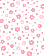 Playful Pink Floral Dot Pattern Rug