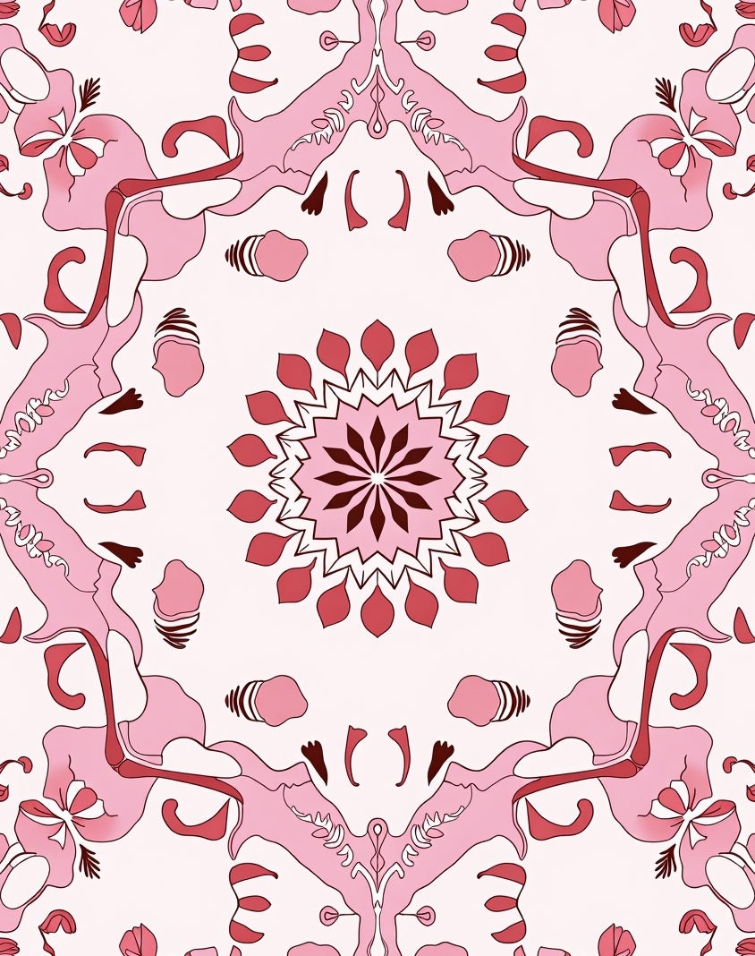 Pink Orchid Floral Mandala Pattern Rug