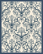 Art Nouveau Floral Damask Pattern Rug