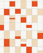 Orange Neutral Geometric Blocks Rug
