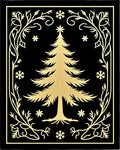 Black Gold Christmas Tree Snowflakes Border Rug