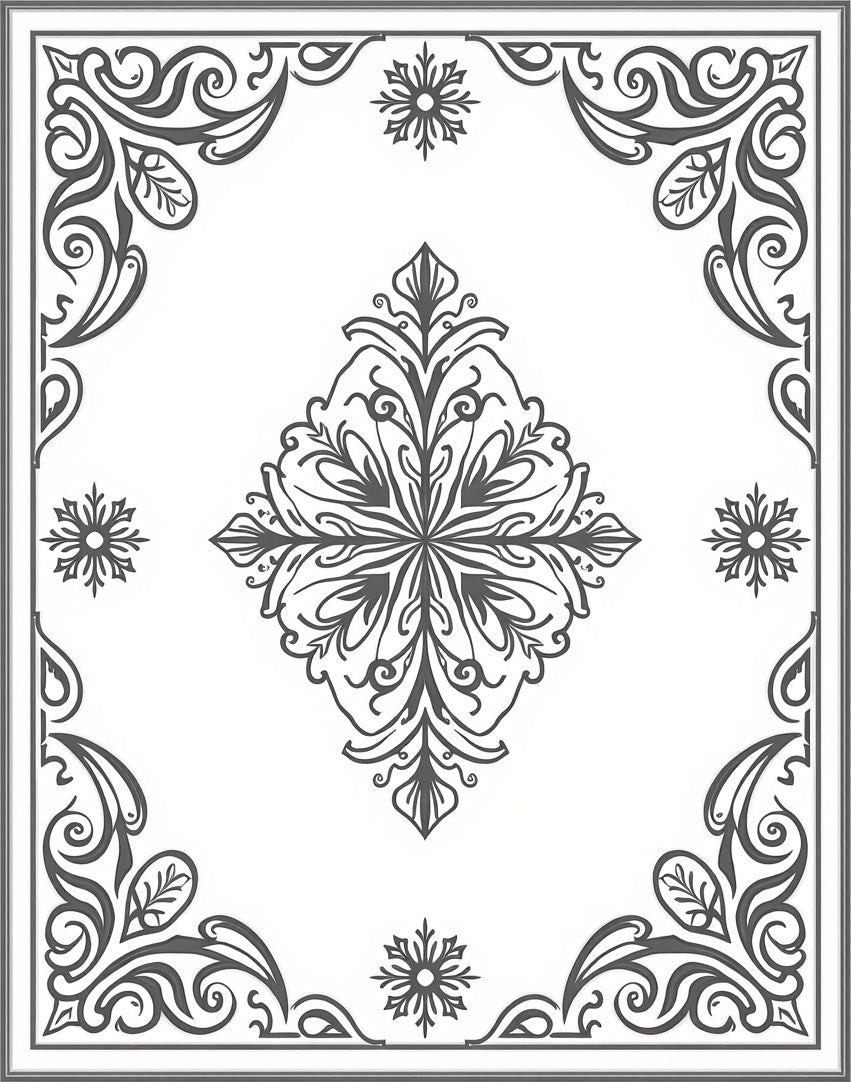 Ornate Floral With Scrollwork Accent Rug