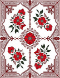Red Floral Pattern On White Background Rug