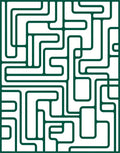 Minimalist Green Geometric Labyrinth Rug