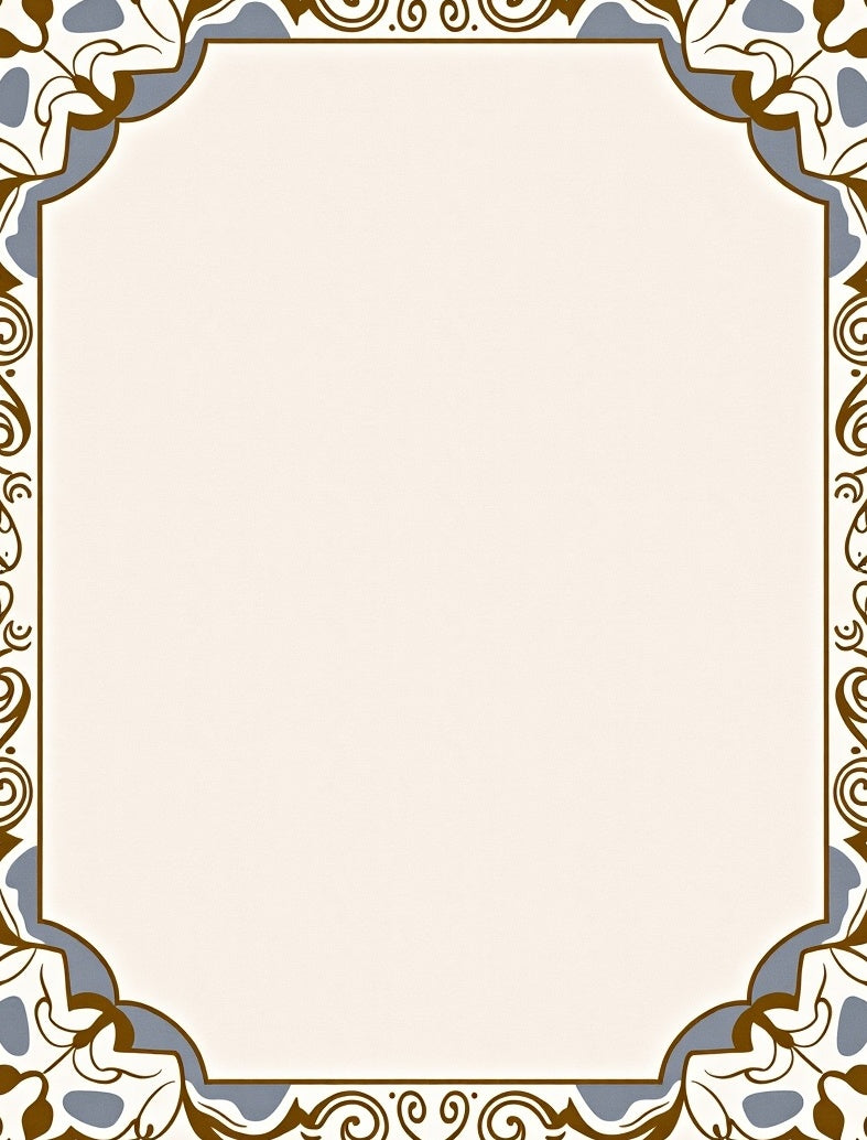 Ornate Floral Scroll Border Design Rug