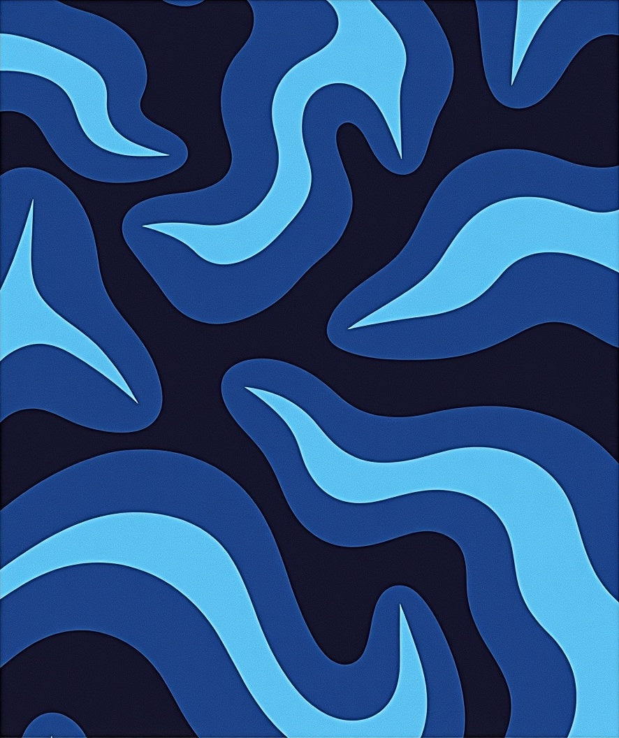 Abstract Wavy Blue Flow Pattern Rug