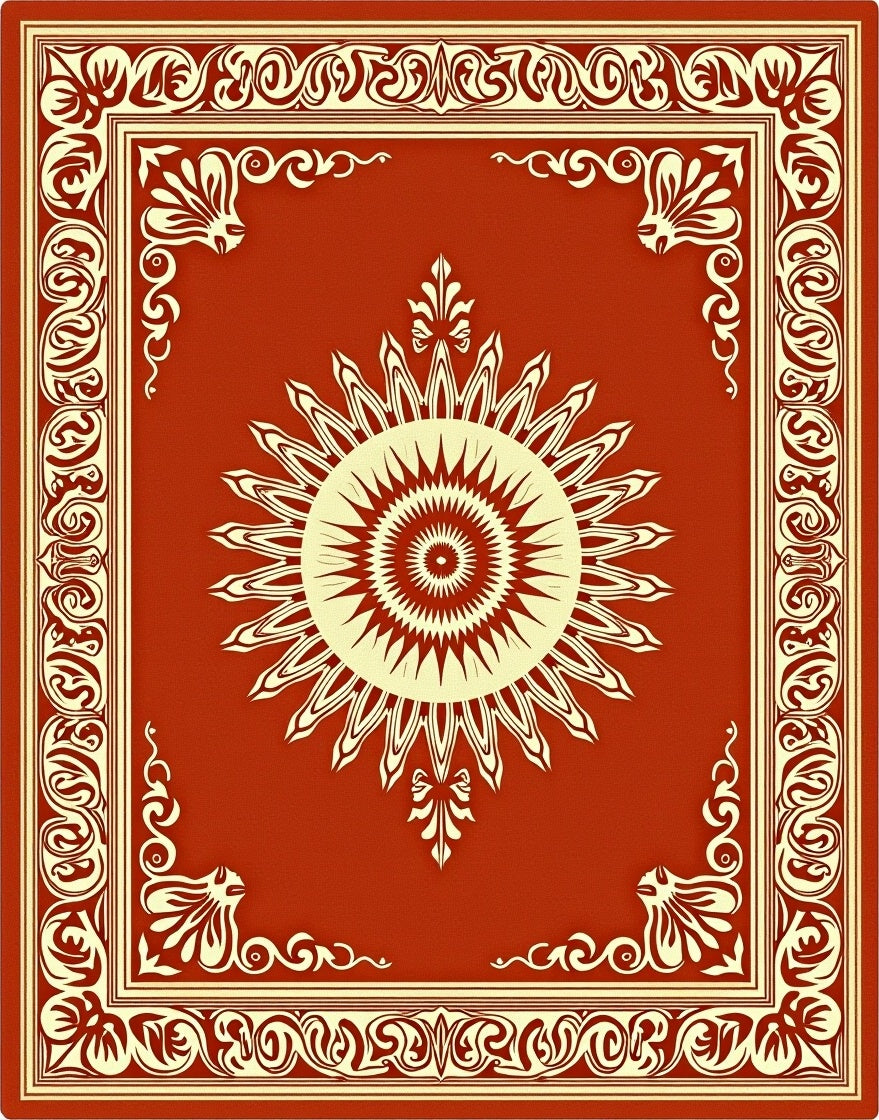 Radiant Sunburst With Ornate Border Rug