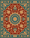 Intricate Floral Medallion Bordered Rug