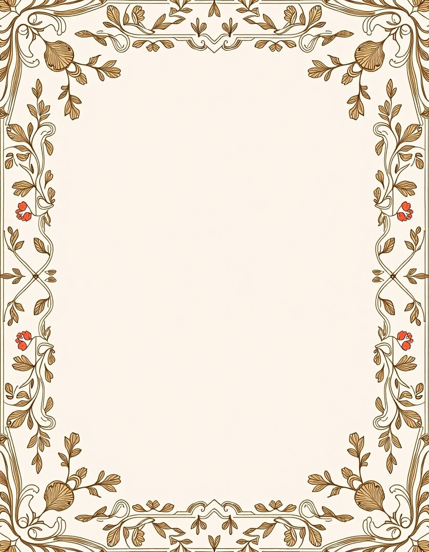 Vintage Floral Leaf Border Design Rug