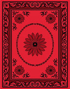 Bold Red Floral Frame Design Rug