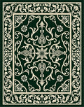 Dark Green Traditional Floral Motif Rug