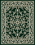 Dark Green Traditional Floral Motif Rug