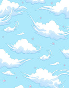 Whimsical Sky Cloud Blossom Pattern Rug