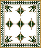Elegant Green Gold Floral Medallion Design Rug