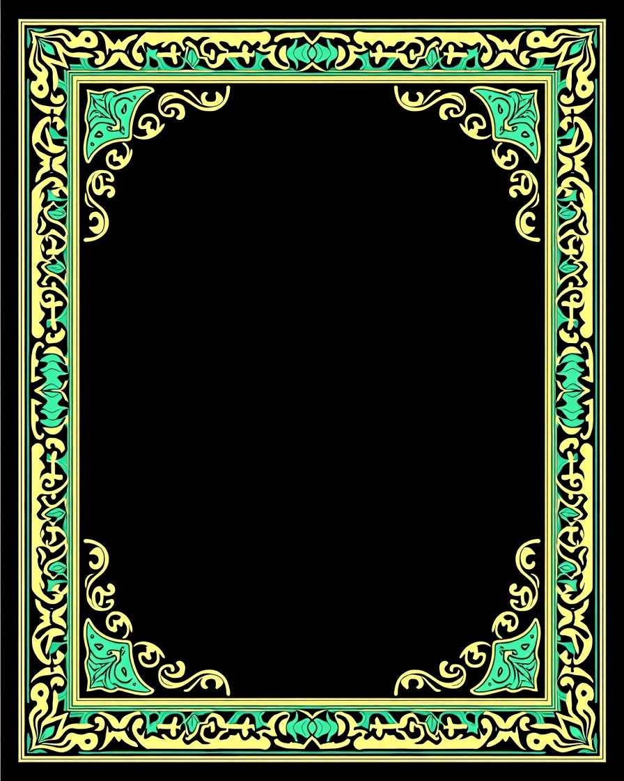 Ornate Filigree Swirls Yellow Green Design Rug