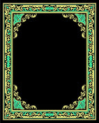 Ornate Filigree Swirls Yellow Green Design Rug