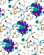 Whimsical Bloom Purple Teal Pattern Rug