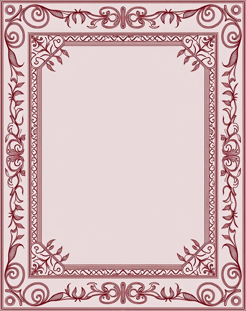 Ornate Floral Vine Border Rug