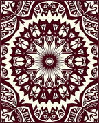 Intricate Maroon Floral Mandala Design Rug