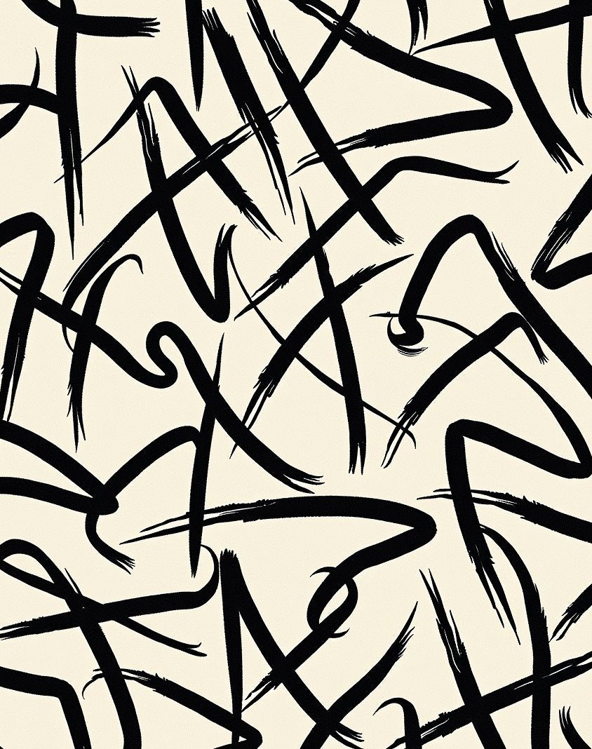 Black Bold Abstract Paint Strokes Rug