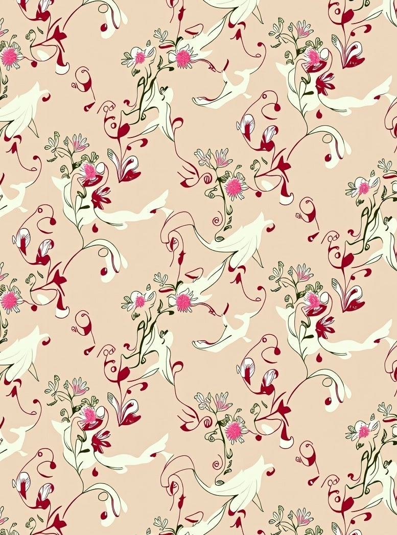 Whimsical Floral Swirls Pattern Rug