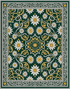 Floral Vines With Daisy Pattern Rug