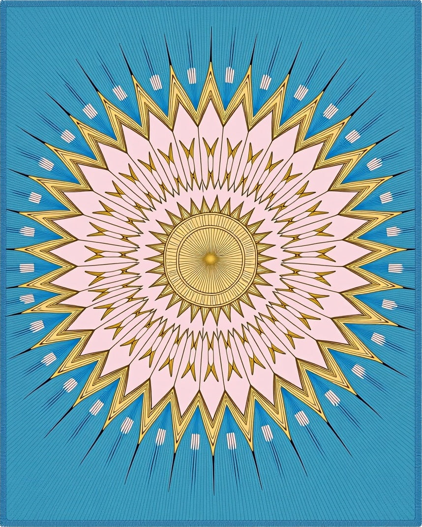 Art Deco Sunburst Mandala Design Rug
