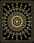 Golden Black Mandala Floral Border Rug