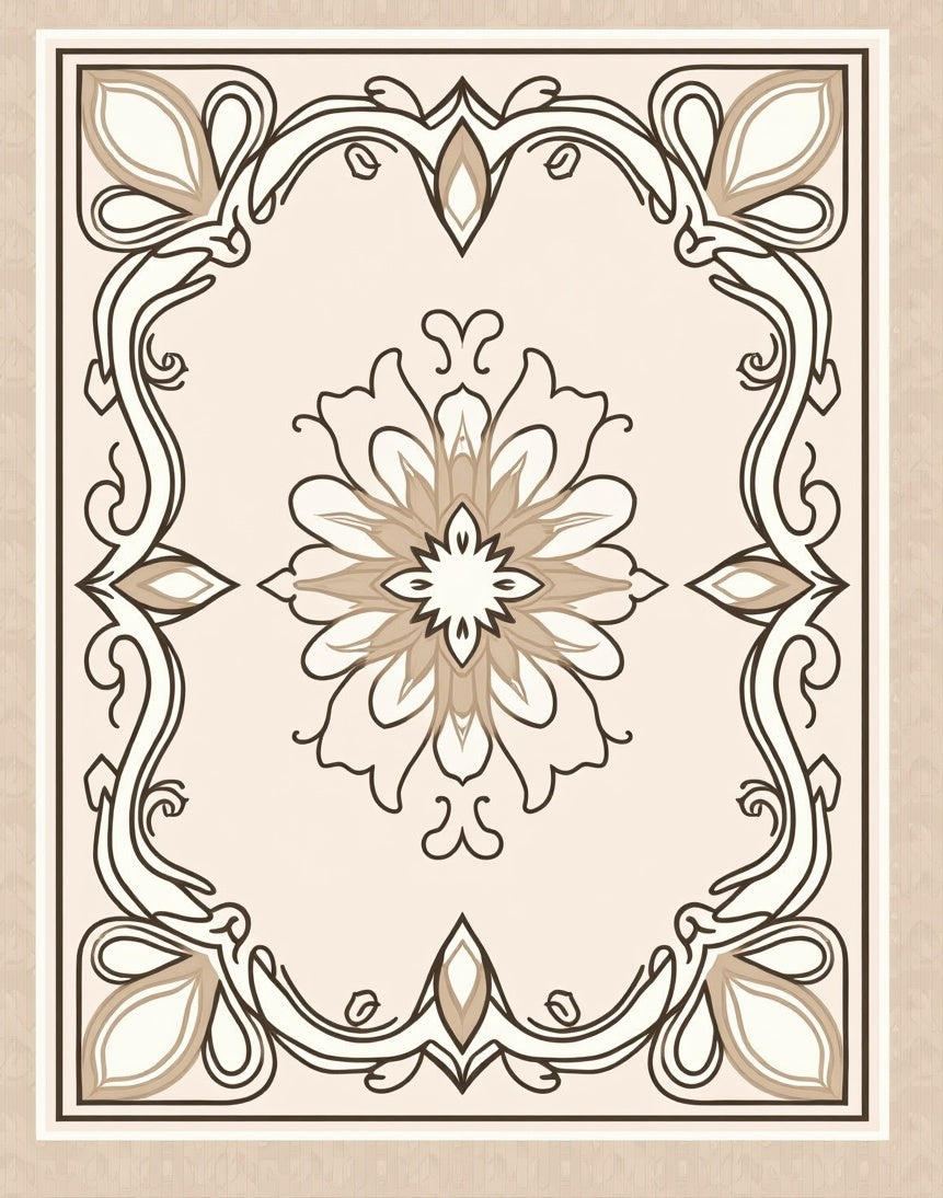 Elegant Floral Medallion Frame Design Rug