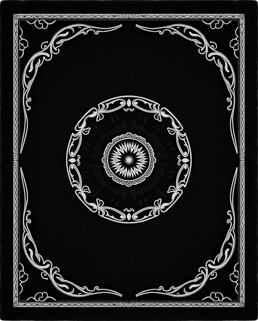 Black White Ornate Mandala Design Rug