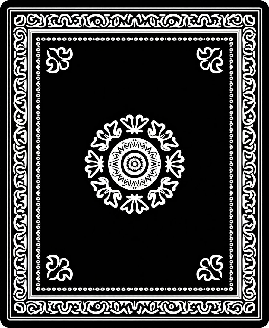 Black White Ornate Mandala Pattern Rug