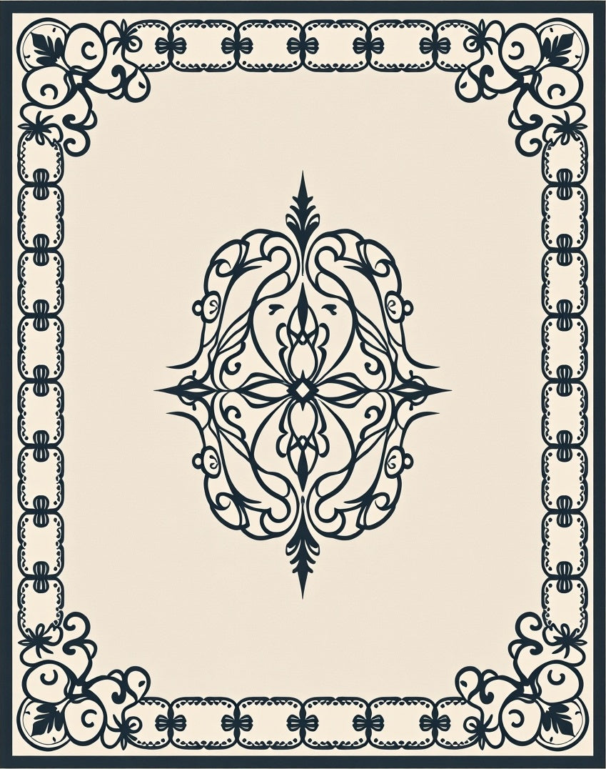 Classic Scrollwork Chain Border Design Rug