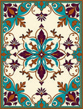 Intricate Teal Plum Floral Medallion Rug
