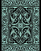 Art Deco Floral Mint Pattern Rug