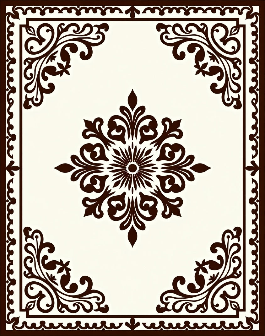Classic Floral Medallion Border Design Rug