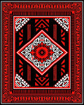 Bold Red and White Geometric Diamond Rug