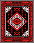 Bold Red and White Geometric Diamond Rug