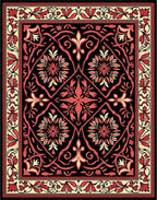 Intricate Floral Scrollwork Red Pattern Rug