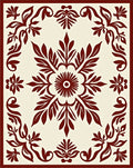 Ornate Damask Floral Motif Rug
