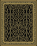Black And Yellow Intricate Floral Design Rug