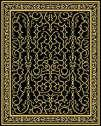 Black And Yellow Intricate Floral Design Rug