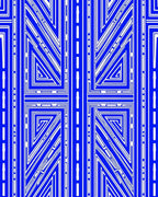 Abstract Geometric Blue White Design Rug