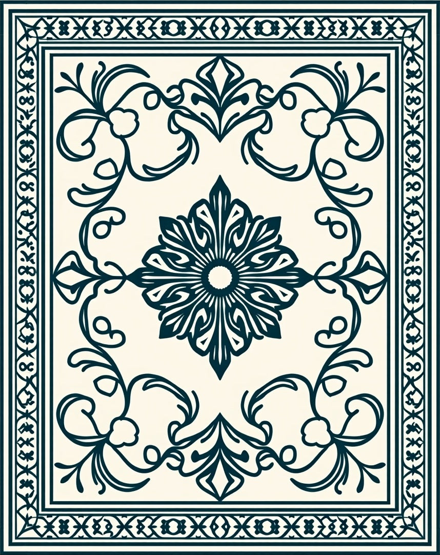 Classic Floral And Border Design Rug