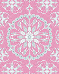 Pink White Intricate Floral Medallion Rug