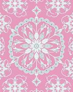 Pink White Intricate Floral Medallion Rug