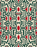 Bold Red And Green Geometric Maze Rug
