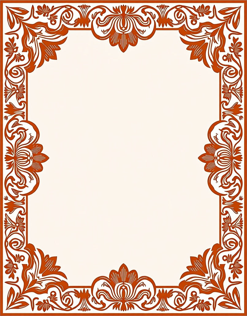 Elegant Floral Scrollwork Border Design Rug