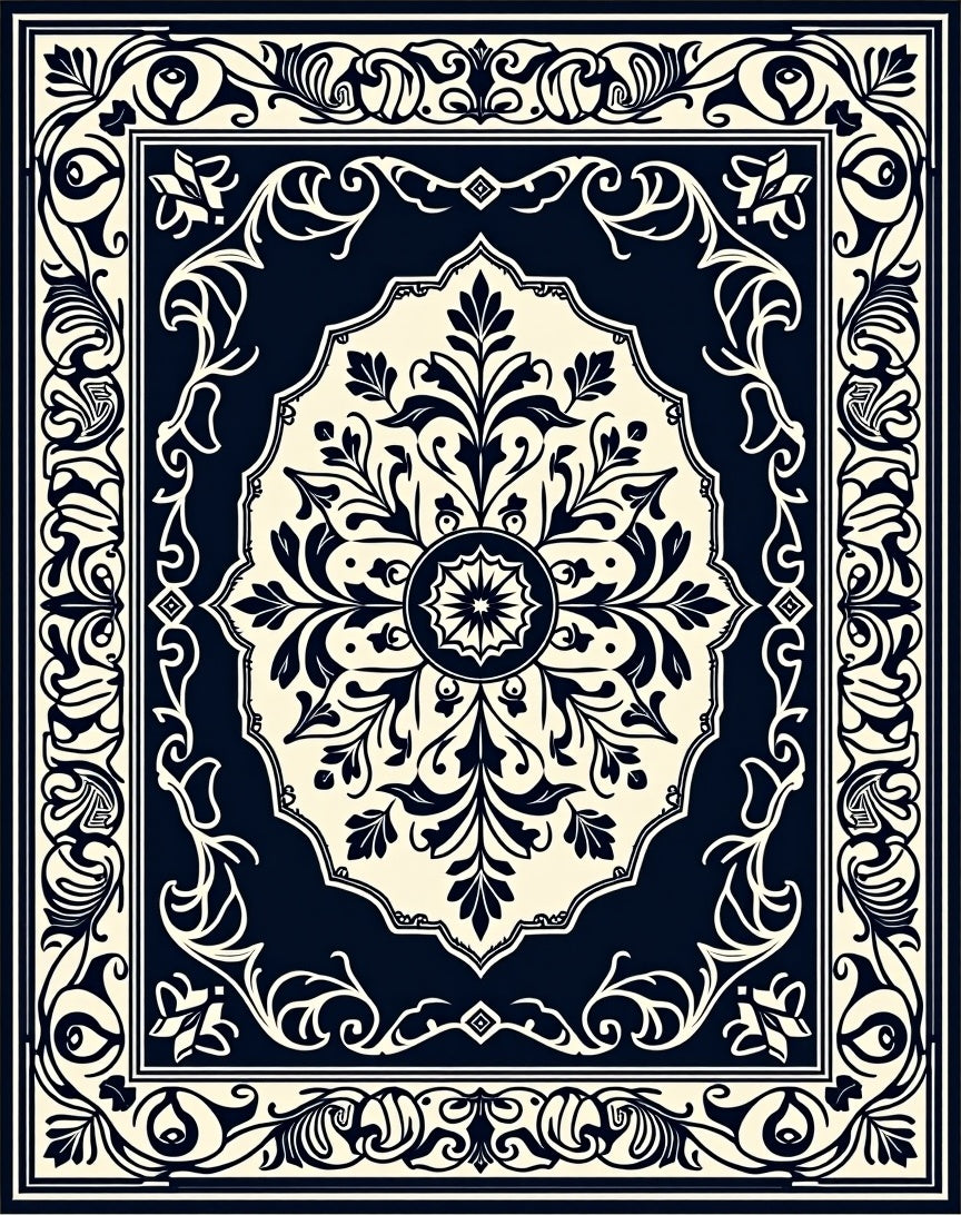 Ornate Floral Mandala Patterned Rug