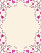 Floral Vine Border with Pink Accents Rug