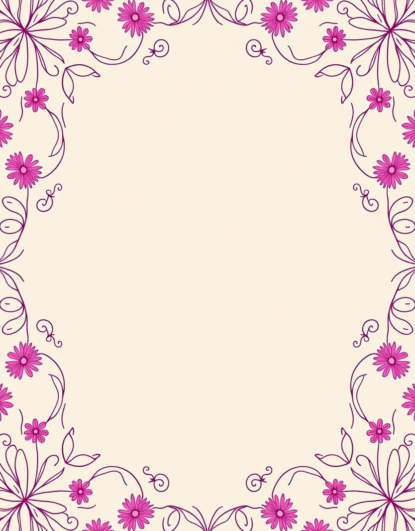 Floral Vine Border with Pink Accents Rug